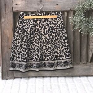 Ann Taylor Petite a-line skirt in black/cream print